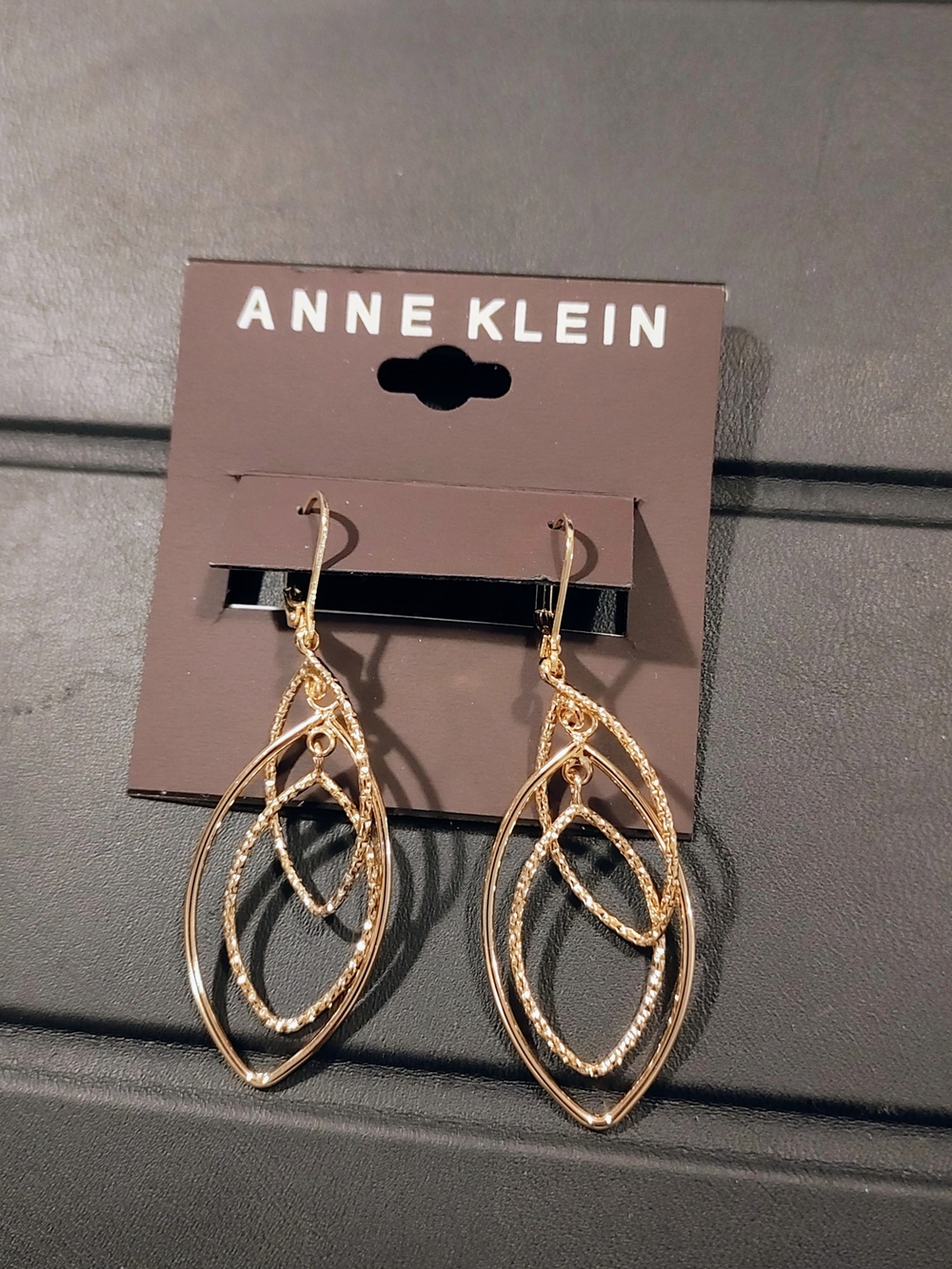 Anne Klein Gold Open Marquise Dangle Earrings